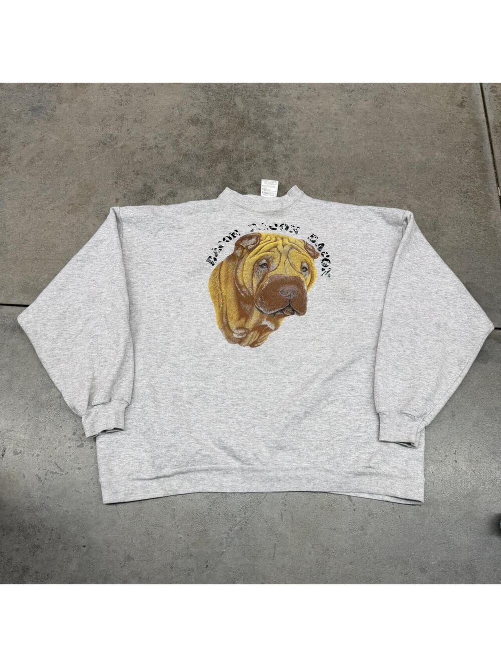 vintage shar pei dog bacon nature animal pet grey crewneck size xxl